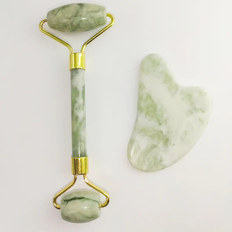 Jade Facial Roller Gua Sha Set