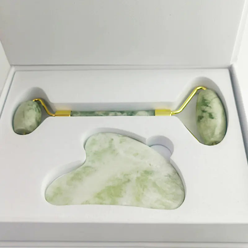 Jade Facial Roller Gua Sha Set